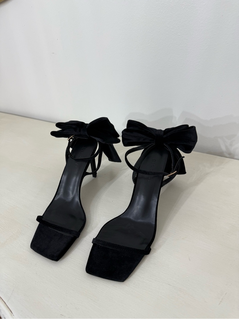 Elegant Black Bow Ankle-Strap Heels for Women